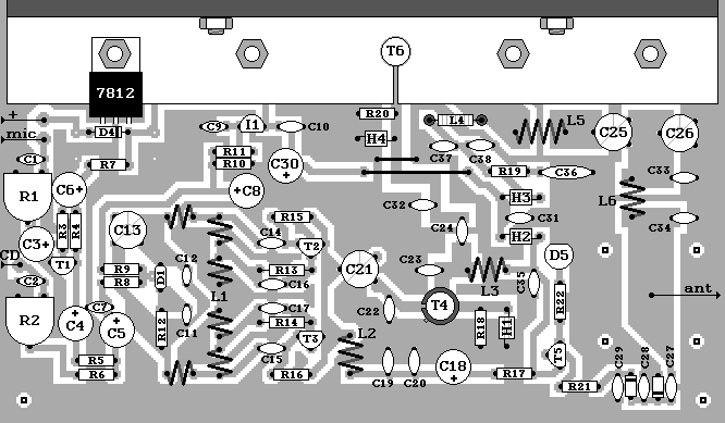 PCB componentes do Transmissor de FM