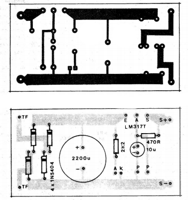 Placa de circuito impresso fonte ajustavel