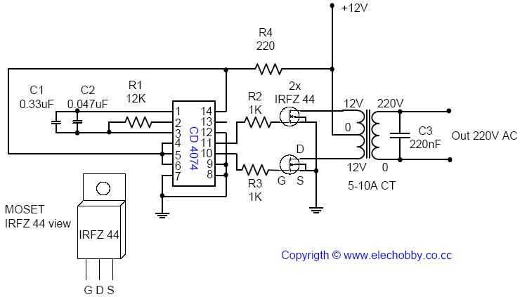 Conversor DC / AC 12v para 220v Simples e Potente