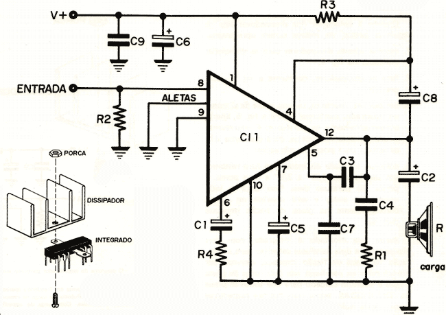  Amplificador de Áudio usando o TBA-810
