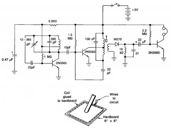circuito de detector de metal bfo