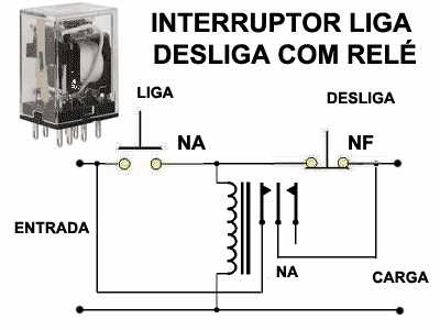 Circuito Interruptor liga desliga usando Relé 