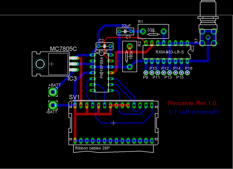 PCI layout Receptor Termômetro Remoto via RF Wireless