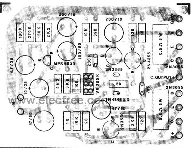 Placa de Circuito Impresso do Amplificador de Áudio 50 Watts
