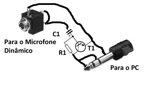 Ligação dos microfones para placas de som de PC
